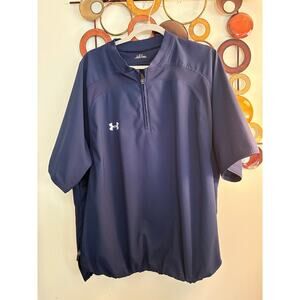 Unisex Under Armour xl navy short sleeve v neck shirt with zip sides